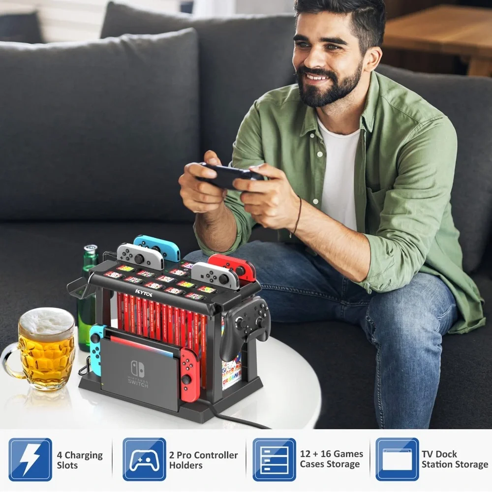 Game Storage Tower Controller Charger Station Dock Organizer for Nintendo Switch - Picture 4 of 5